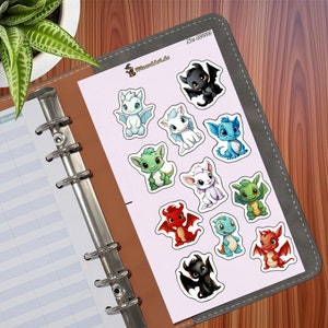 60003 Baby Dragon Stickers for Filofaxing & Scrapbooking, Stickers, Kawaii, Planner, Stationary, Cute