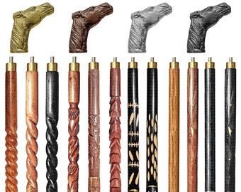 Horse Wooden Walking Stick Cane for Men Women Seniors, Antique Handmade Personalized Collapsible, Gifts For Dad(Multiple Design)