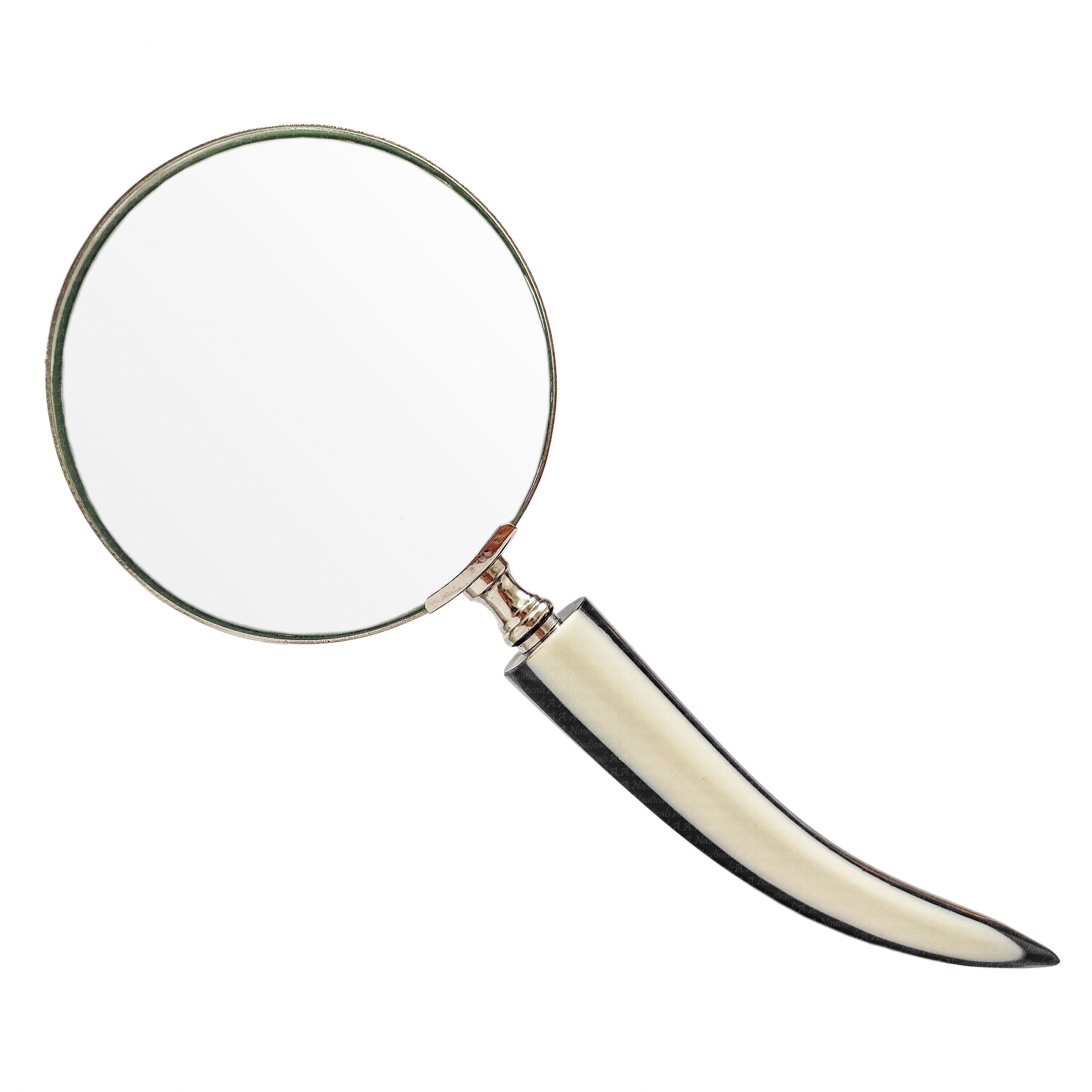 Large Magnifying Glass With a Spiral Twist Handle & Sterling Silver Rim 