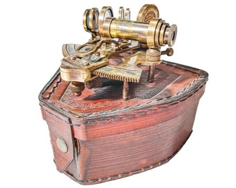 Sextant maritime personnalisé avec boîte en cuir vintage - Décoration de Noël nautique antique