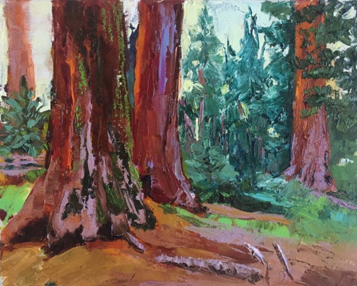 Redwoods Original Oil Painting on Canvas Wall Art California Etsy