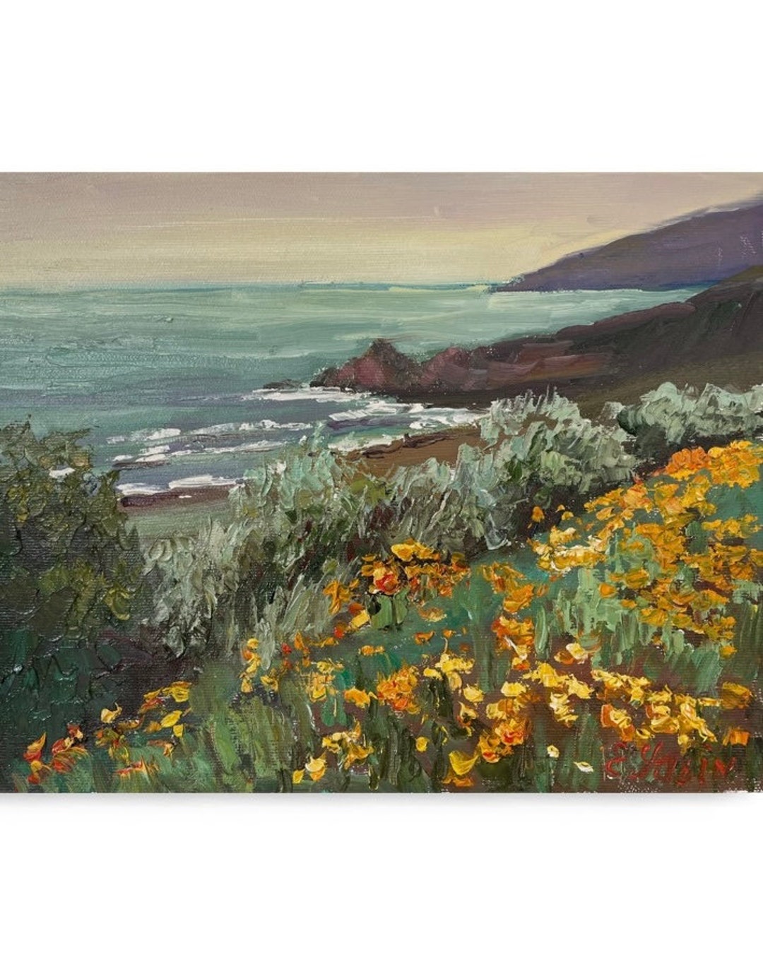 California Poppies Original Oil Painting: Big Sur Coast Landscape Art ...
