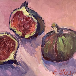 Fig oil painting Original art Kitchen wall decor Figs artwork Fruit wall art Food small painting Hand painted Mom gift