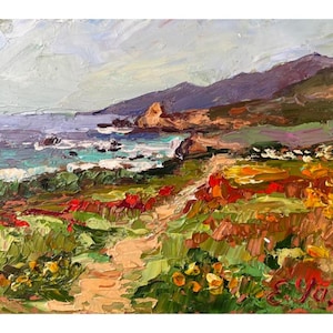 Big Sur Oil Painting: Southern California Coastal Landscape Art (6x8)