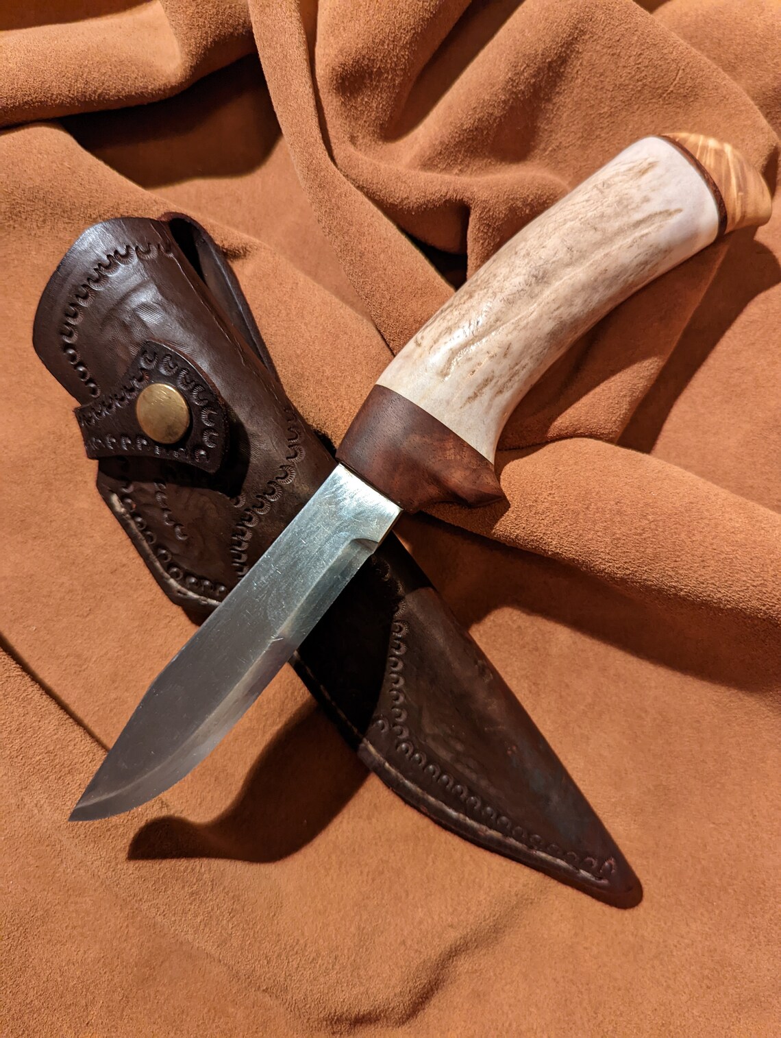 This mora Hunting Knife and Leather Sheath Are Etsy