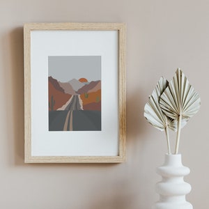 digital print of road in the sunset | Highway Wall Art | digital art | desert road print