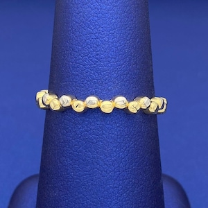 Solid 14k Gold Circle Pattern Two-tone Ring | Size 8 | Trendy Women's Ring | Real Gold Rings