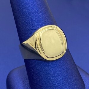 Real 10k Yellow Gold Engravable Flat Top Puff Ring | Size 10.5