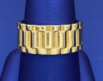 10K Solid Yellow Gold 6MM Rolex Style Men Women Kid Band Ring. - Etsy