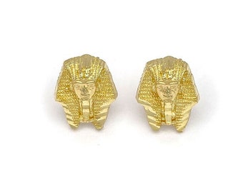 Solid 10k Yellow Gold Pharaoh Small Stud Earrings | Push Back Earrings | Real Gold Earrings | Men's Gold Earrings