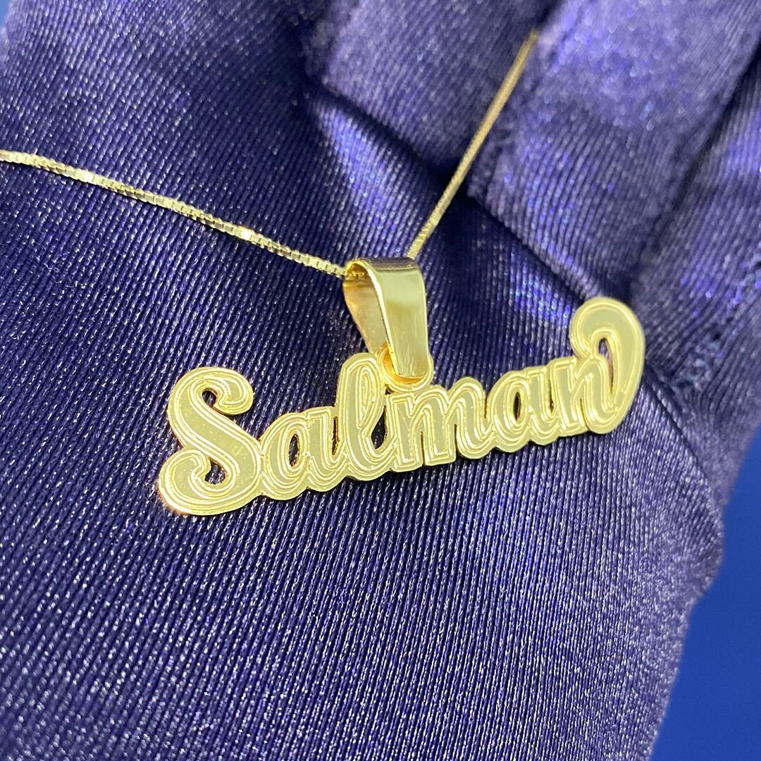 Personalized Hanging Cursive Name Plate Pendant in Solid 10k OR 14k ...