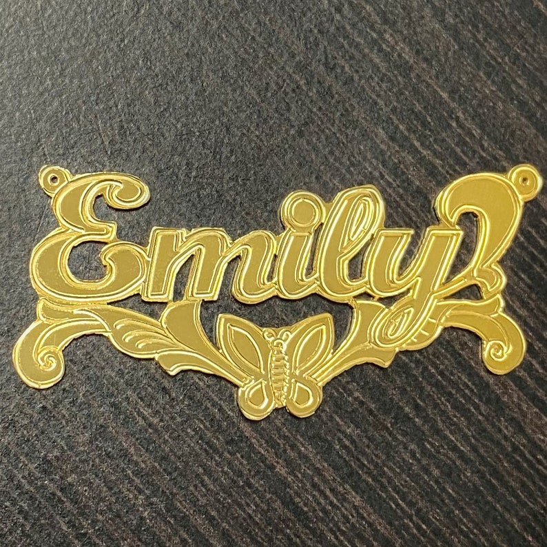Personalized Cursive Name Plate Pendant With Butterfly Etsy