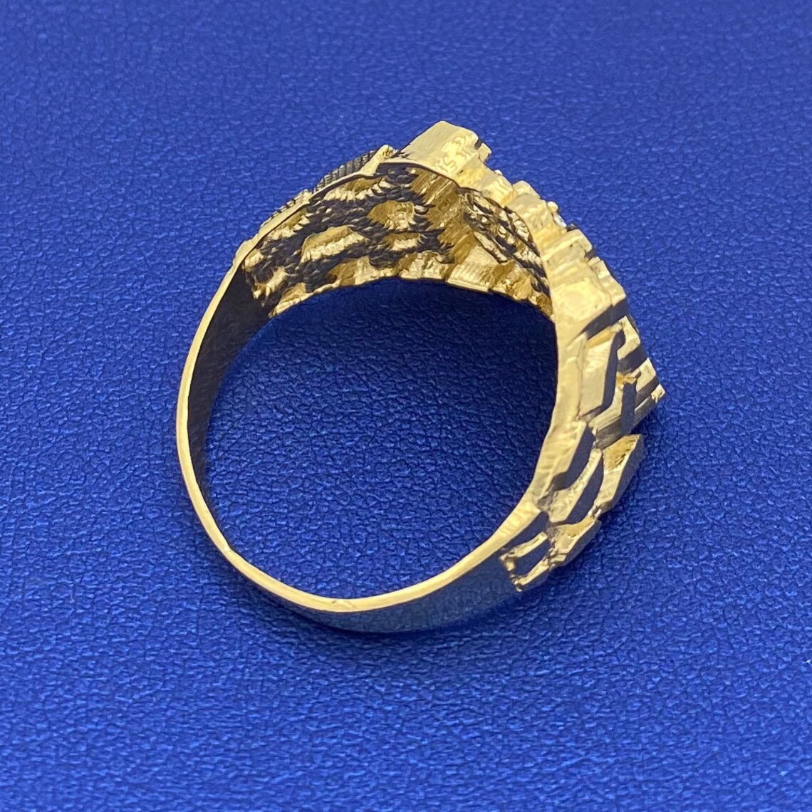 Solid 10k Yellow Gold Square Nugget Ring With Cubic Zirconia Etsy