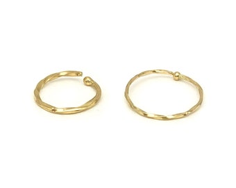 Solid 14k Gold Twist Design Nose Hoop | 21G 7mm Diameter | 22G 9mm Diameter