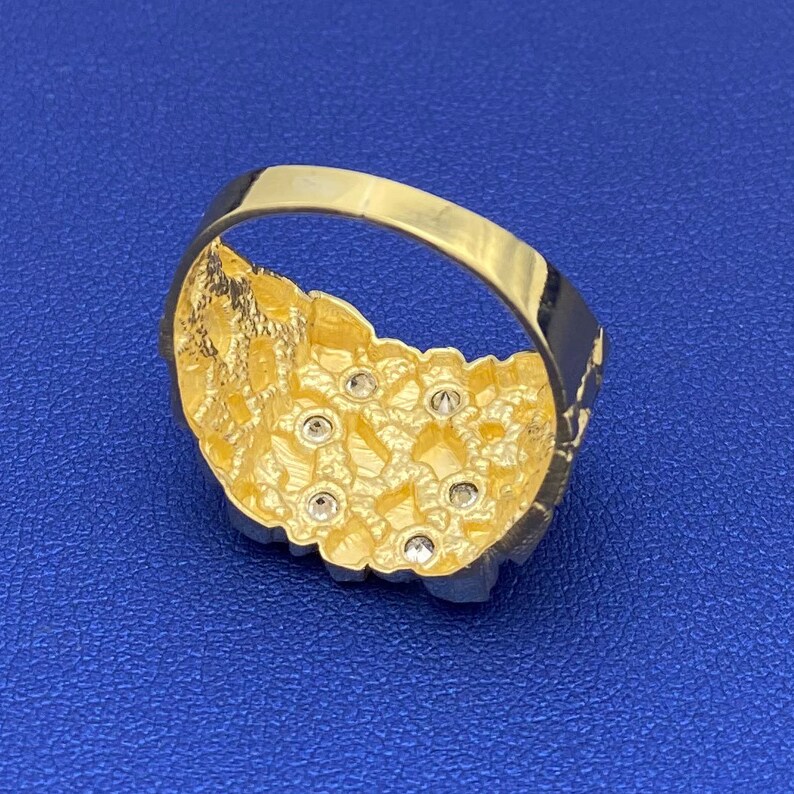Solid 10k Yellow Gold Square Nugget Ring With Cubic Zirconia Etsy