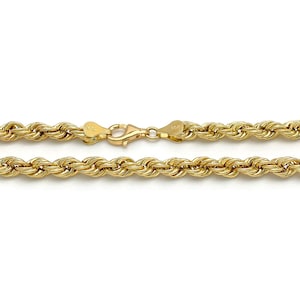 10k Gold Hollow Rope Anklet | 5.5mm Thickness | 10&quot; Length | Solid 10k Yellow Gold | Real Gold Anklet