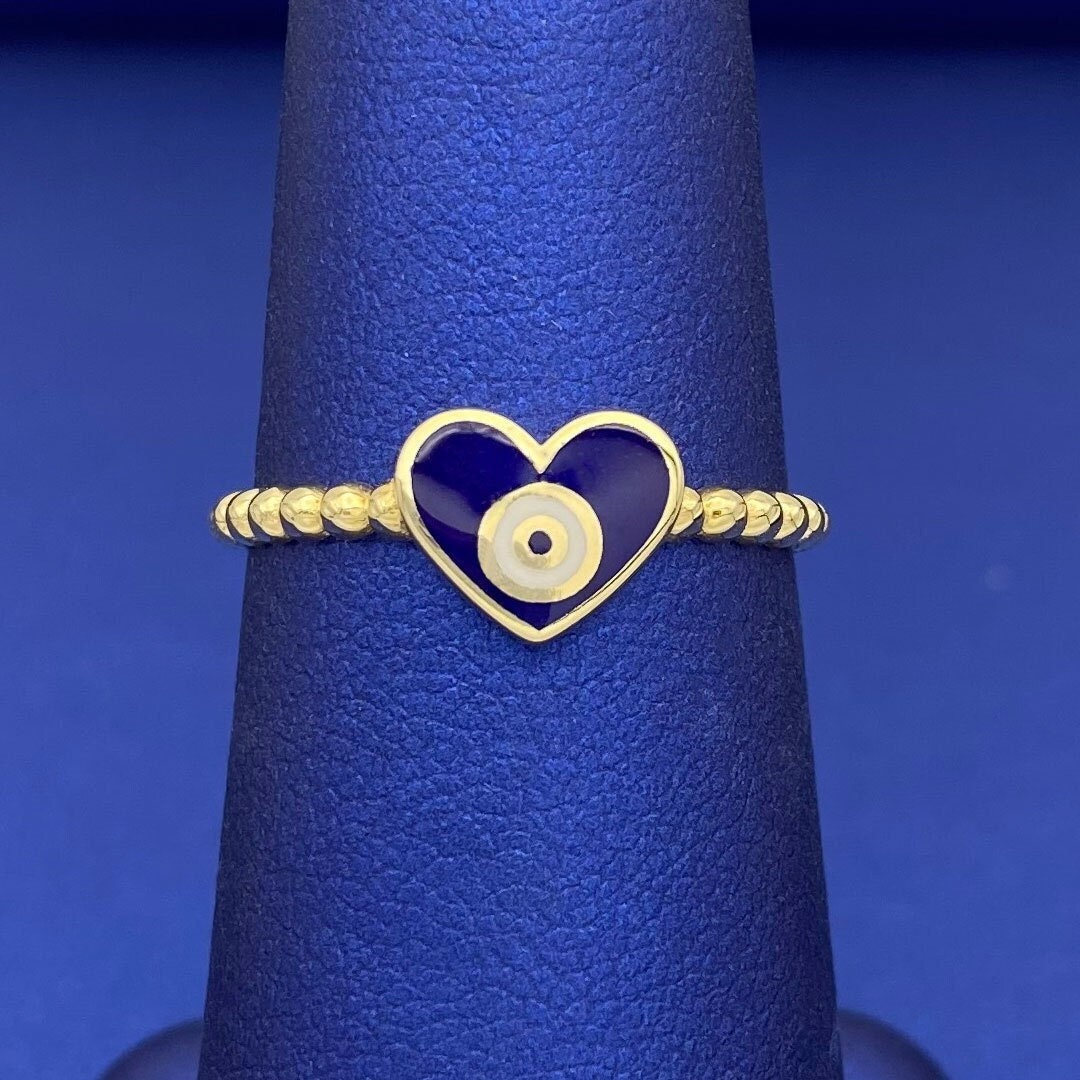 Metallic Heart Ring - Blue - Woman - Rings 