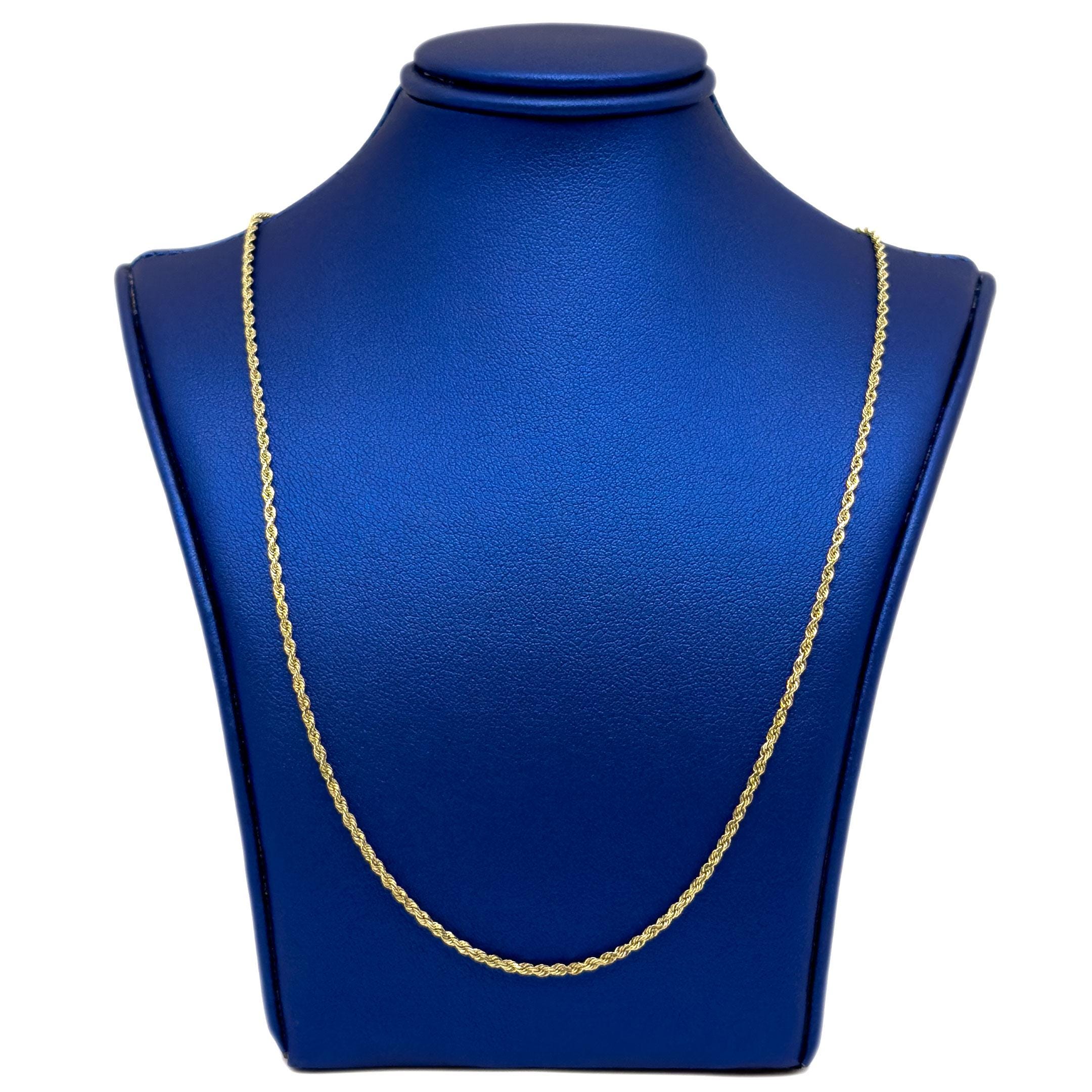 Solid 10k Gold Rope Chain | 1.5mm Thickness | 16, 18, 20 Inches Length ...