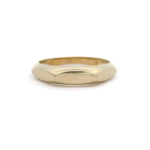 Solid 10k Gold Beveled Ring | Real 10kt Yellow Gold Women's Rings | Size 8 | Trendy Dainty Rings