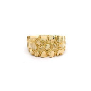 Solid 10k Gold Nugget Design Ring | Size 11 | Real 10k Yellow Gold Men&#39;s Ring | Classic Nugget Style