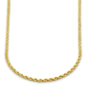 10k 1.75mm Hollow Diamond Cut Rope Chain | Solid 10k Yellow Gold | 1.75mm Width | 16, 18, 20, 22 inches Length | Classic Rope Chain