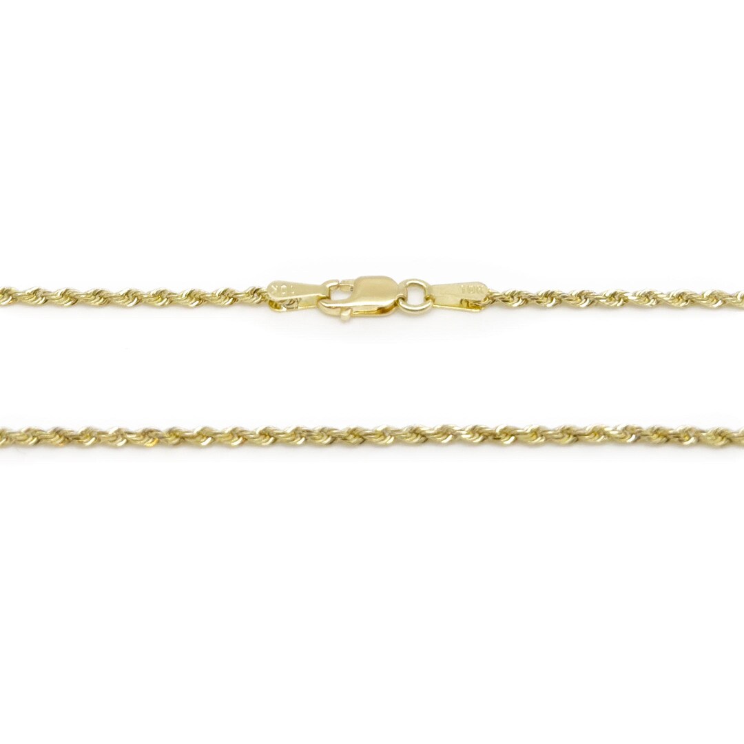 Solid 10k Gold Rope Chain | 1.5mm Thickness | 16, 18, 20 Inches Length ...
