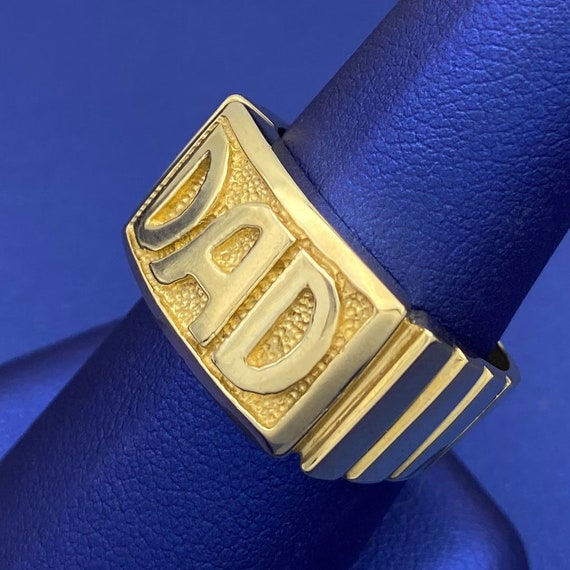 Fine 10k Yellow Gold Diamond-Accented Dad Ring for Men, Size 4|Amazon.com