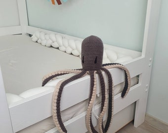 Peluche pieuvre en peluche, décoration de chambre d'enfant océan, cadeaux de shower de bébé, vie marine, décoration sous-marine, peluche sensorielle douce, ami câlin, amigurumi