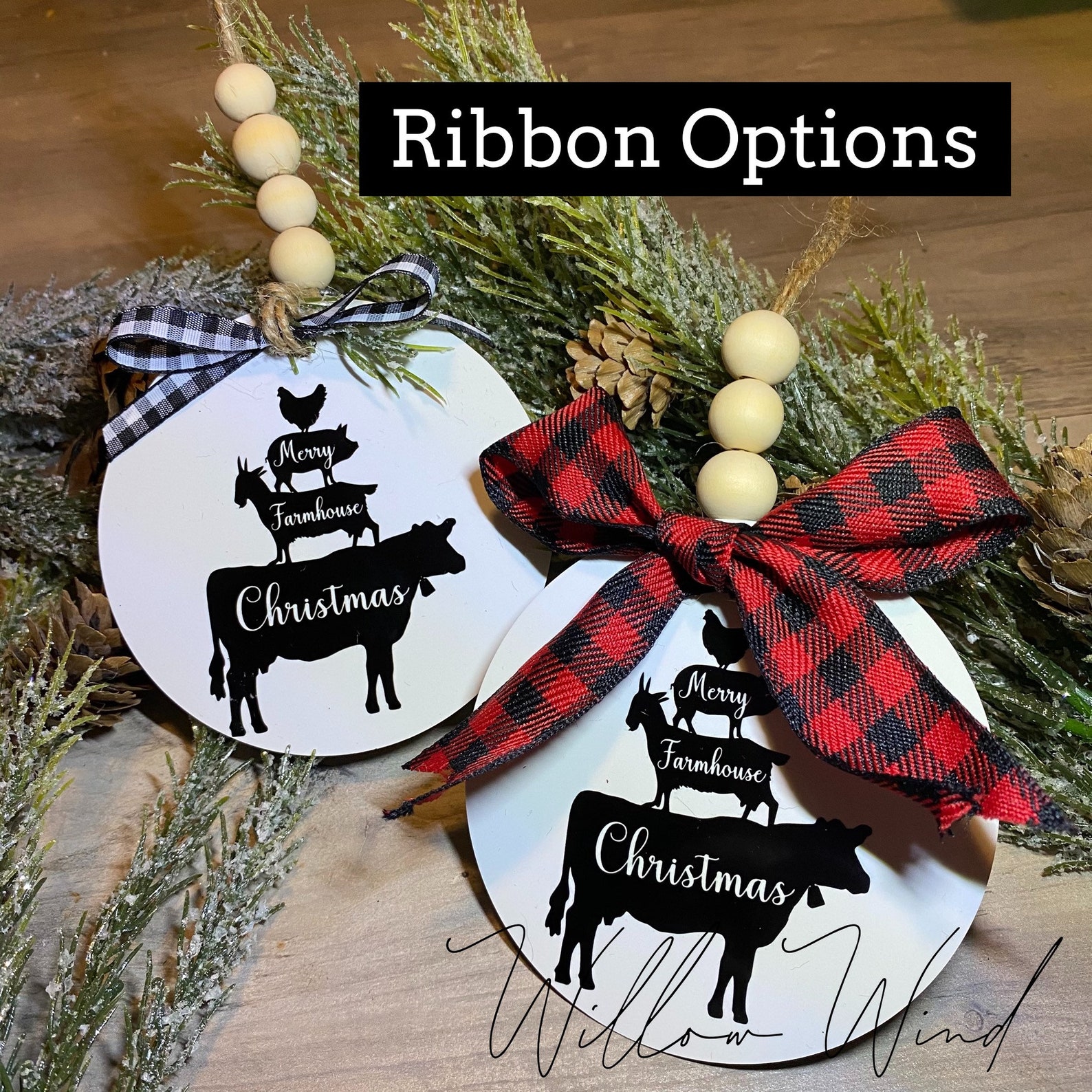 Farmhouse Style Metal Christmas Ornament Farm Fresh Trees Etsy