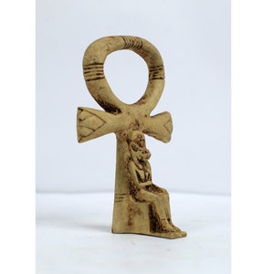 of HATHOR goddess of love Key of life fertility happiness Altar statue made from old lime stone-made in Egypt Marvelous Egyptian ANKH