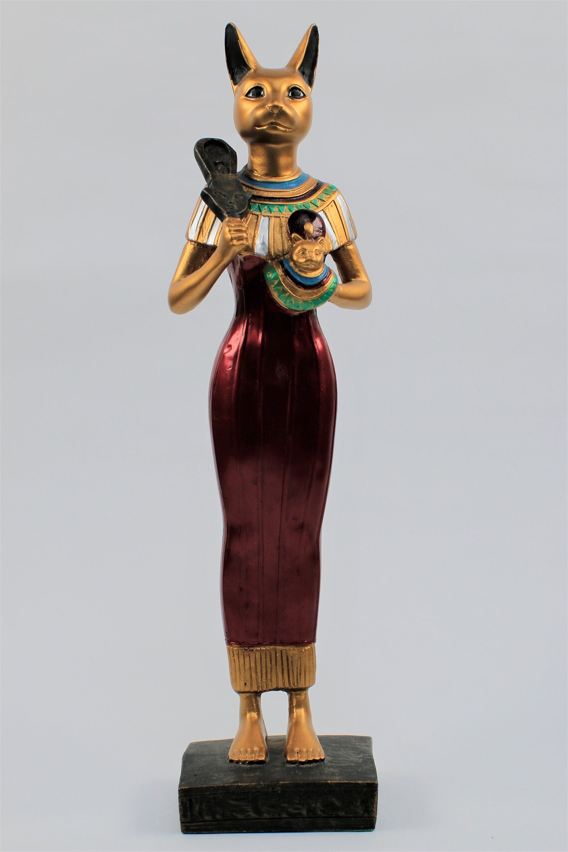 Amazing Colorful Goddess Bastet Statue Holding Hathor's Etsy