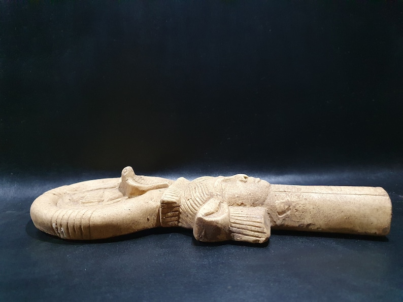 of HATHOR goddess of love Key of life fertility happiness Altar statue made from old lime stone-made in Egypt Marvelous Egyptian ANKH