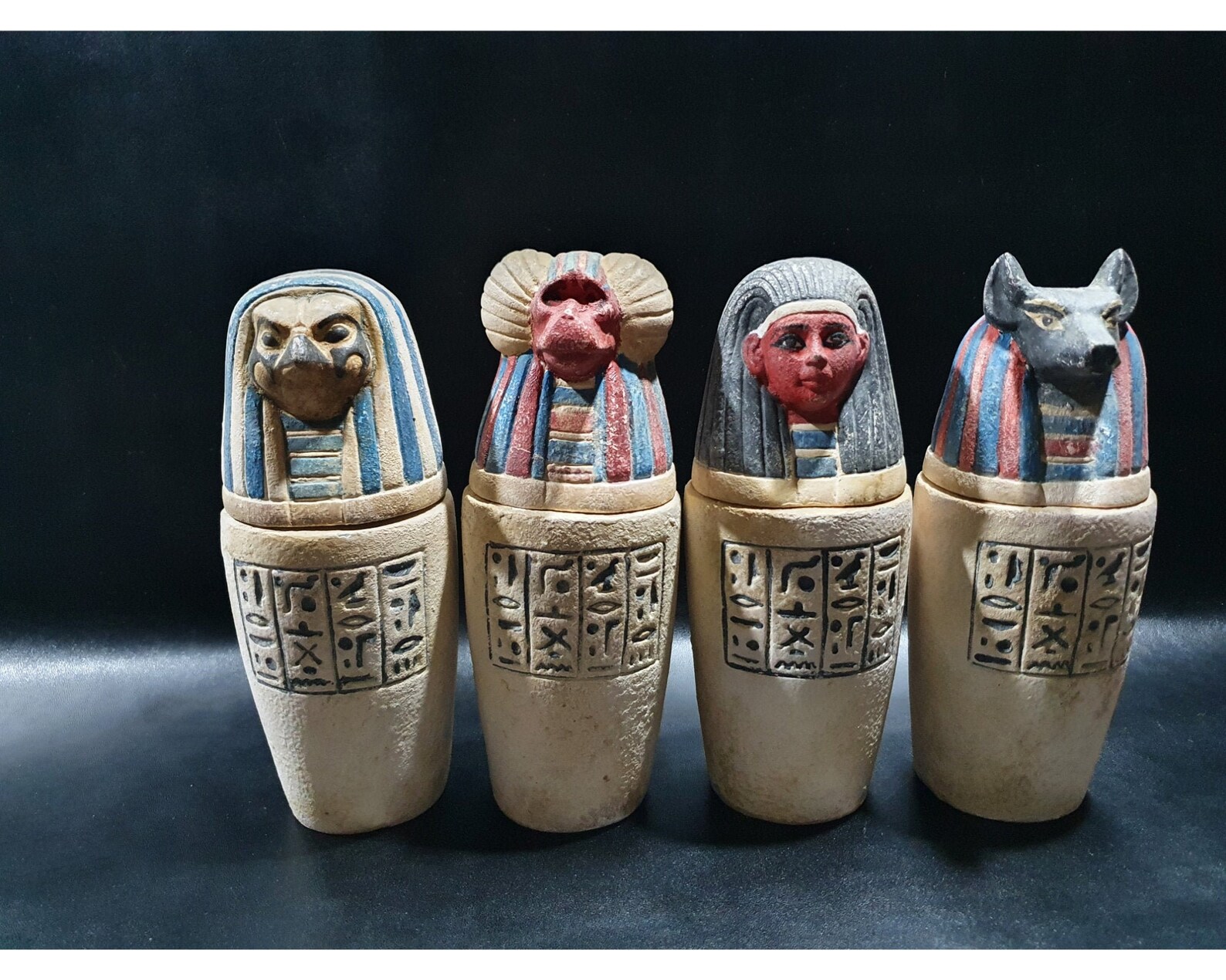 The 4 Canopic Jars Egyptian Jars Made From Limestone Altar Etsy Australia