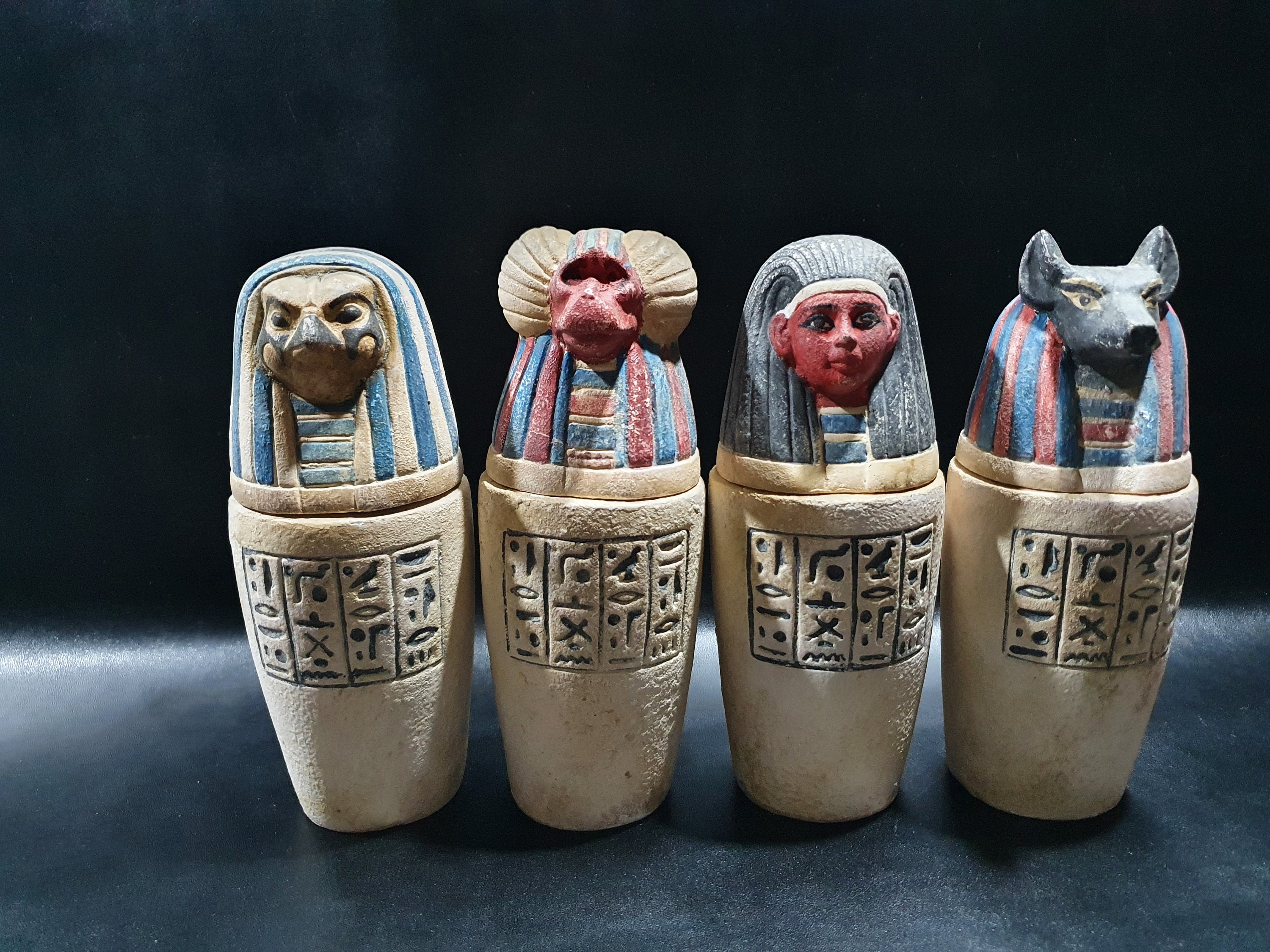 The 4 Canopic Jars Egyptian Jars Made From Limestone Altar Etsy