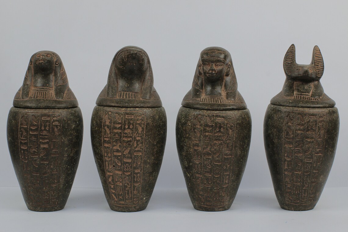 Canopic Jars the Four Organs Jars Made From Green Etsy