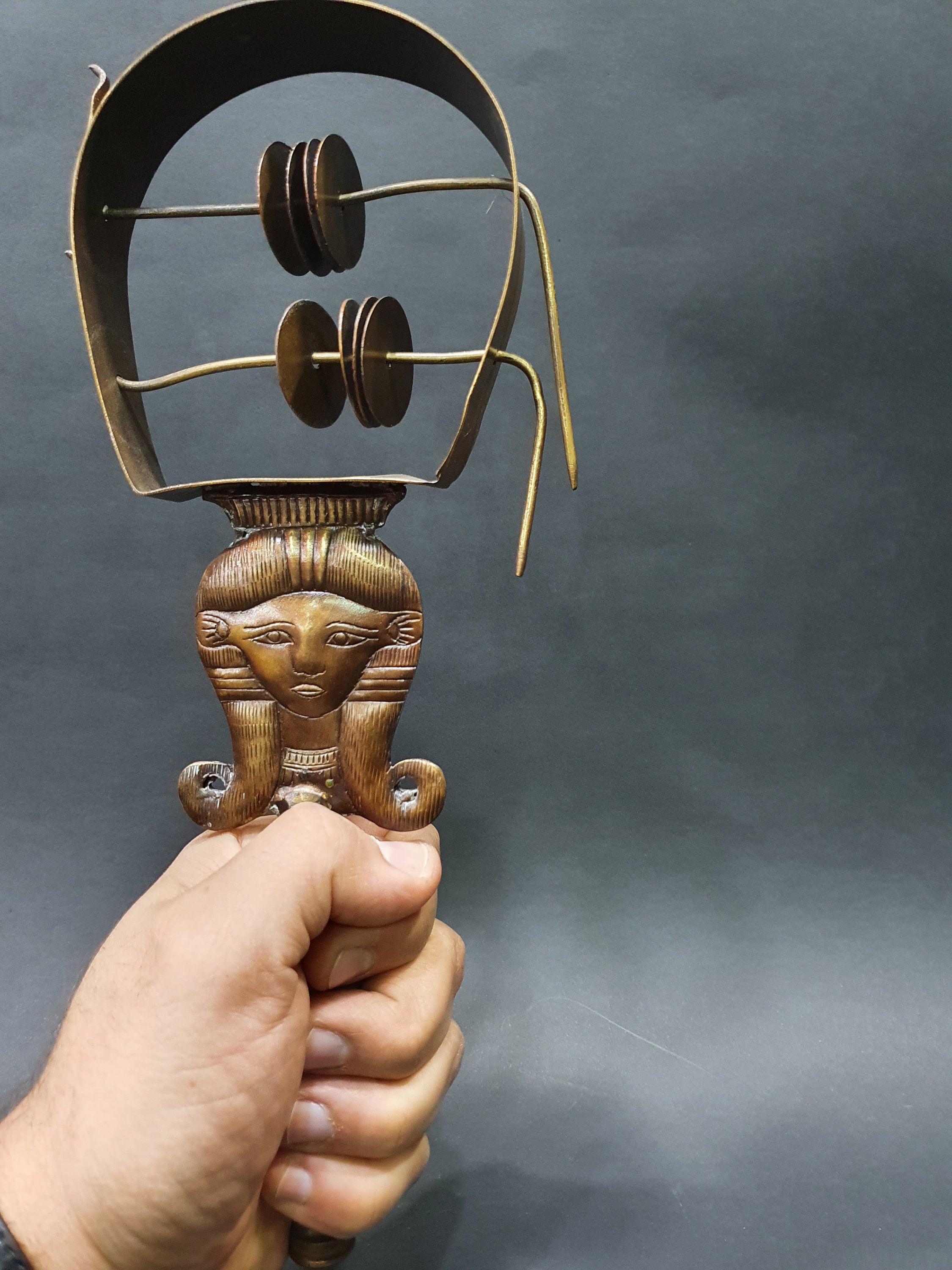 Egyptian Handmade Hathor Copper Sistrum Musical Instrument Etsy