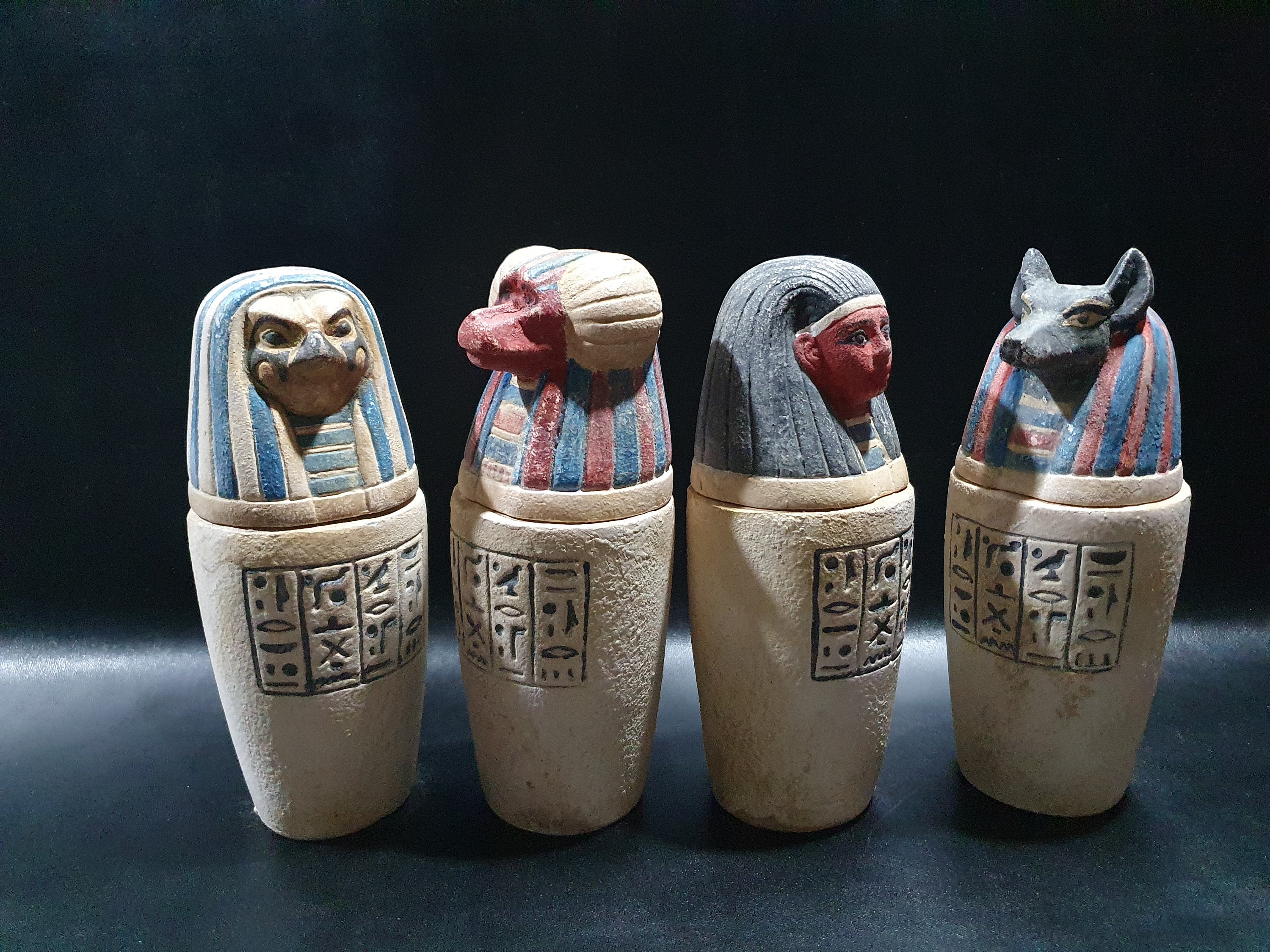 The 4 Canopic Jars Egyptian Jars Made From Limestone Altar Etsy