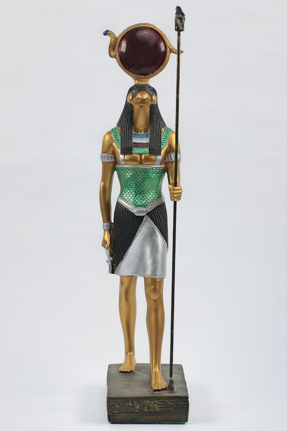 Stunning Egyptian Bronze TUTANKHAMUN Statue Figurine & Cobra Spear Rare Import 