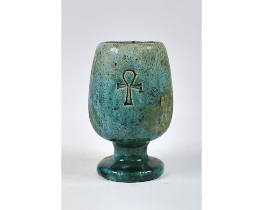 Ancient Egyptian Cup With Carving of the Ankh Key Handmade Etsy