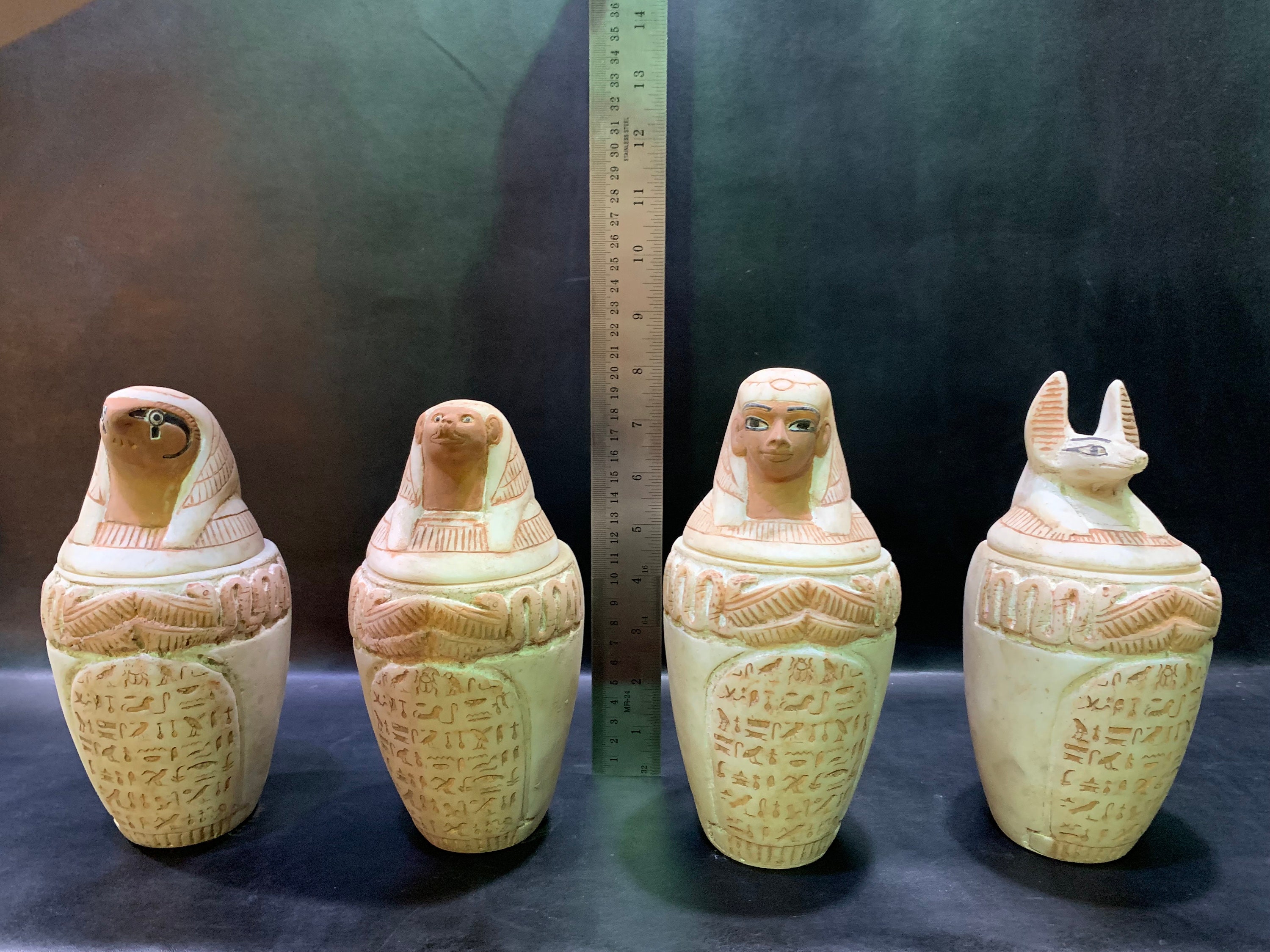 Huge set of CANOPIC Jars made from ancient Egyptian alabaster Etsy