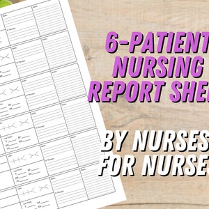 Nurse Report Sheet - 6 Patient Nursing Brain - US Letter