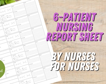 Hoja de informe de enfermería - Cerebro de enfermería de 6 pacientes - Carta de EE. UU.