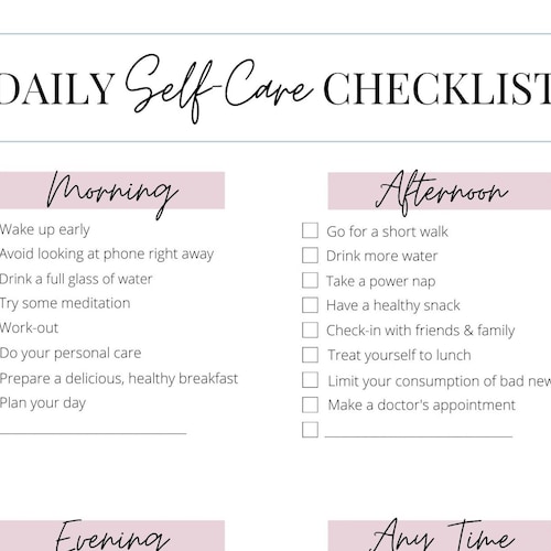 Self Care Checklist Printable - Etsy