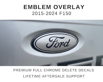 2015-2024 F150 Emblem Overlay | Full Set for Front and Rear | Blue Oval Decals for Emblems 2016 2017 2018 2019 2020 2021 2022 2023