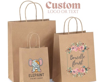 Bulk 250 Pieces Custom Full Color Kraft Paper Bag, Shopping Bags with Handle, Clothes Merchandise Bag, Boutique Retail Bag, Party Gift Bag