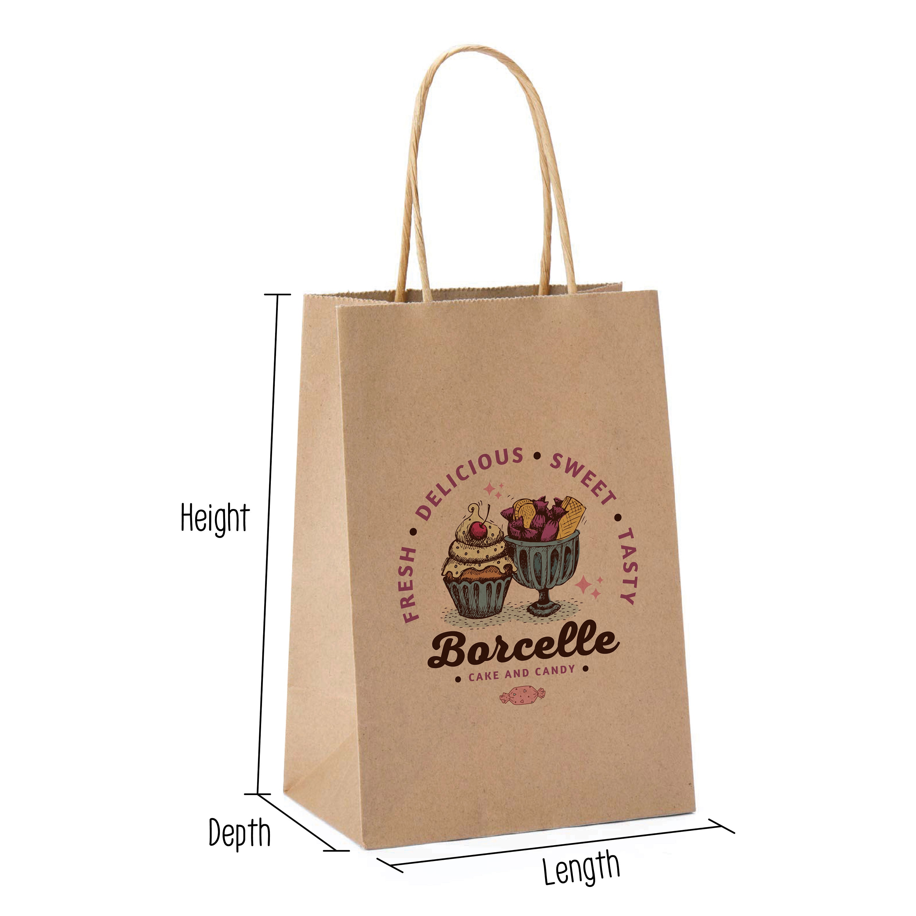 Bulk 250 Pieces Custom Full Color Kraft Paper Bag, Shopping Bags With