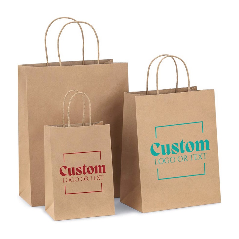 Custom Logo Boutique Paper Bags, Kraft Paper Bag, Shopping Bags with Handle, Clothes Merchandise Bag, Boutique Retail Bag, Party Gift Bag image 1