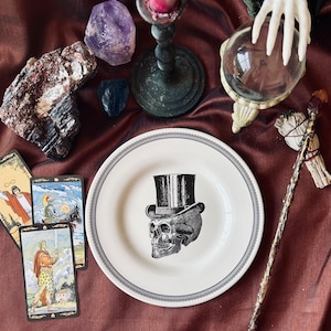 Skull Top Hat Side Plate - Royal Stafford.  Limited edition.  Spookyville collection