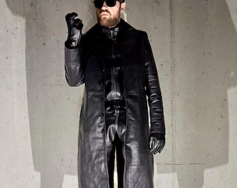 Gabardina de cuero negra de inspiración neo - Disfraz de cosplay de Matrix