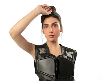 Chaleco táctico de cuero hecho a mano - Disfraz de cosplay unisex